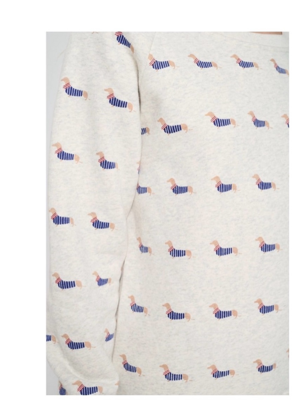 SM Wardrobe Dachshund Print Pullover Sweatshirt Gray